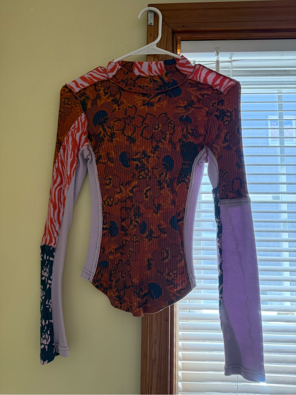 Free People Mixed Floral Ribbed Mockneck Top - Picture 2 of 4